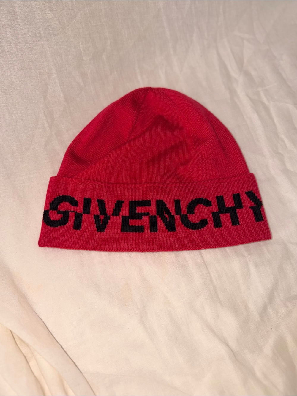 Givenchy Hot Pink Knit Beanie with Black Logo Tag